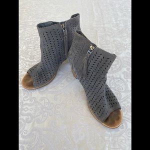 TOMS Grey booties peek a boo toe size 9 womens